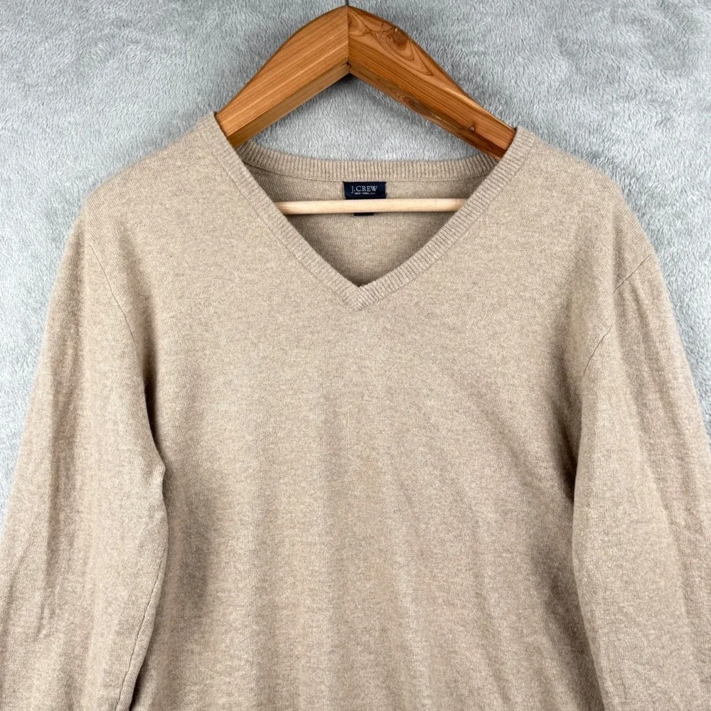 J.Crew Rabbit Hair Sweater Mens M Taupe Luxury V-Neck‎ Preppy Closet Staple